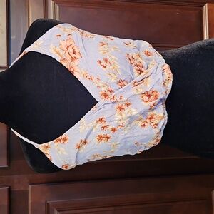 American Eagle Purple Floral Cropped Tie Tank Size S